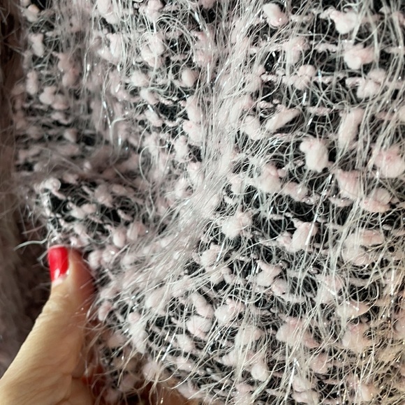 NWOT Nine West women’s TOPPER / CARDIGAN / light COAT eyelash Pink on blk Med - Picture 11 of 14